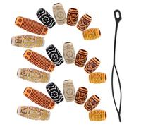 Gogogmee 38pcs Dreadlock Hair Rings and Beads Set Plastic Wood Beads Hair Braid for Braids and Extensions Gold and Silver for Festivals and Daily Wear