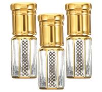 Gogogmee 3Pcs 3Ml Glass Essential Oil Roller Bottles Gold Cap, Empty Perfume Bottles for Women, Portable Refillable Massage and Travel Oil Containers