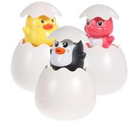 Gogogmee 3pcs Bath Spraying Water Squirt Eggs with Penguin Duck Dinosaur Designs for Smooth Safe Material Floating Bathtub for Fun Bathtime Play Random Color