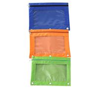 Gogogmee 3pcs Binder Pouch Detachable Oxford Cloth Pencil Holder for School Office Travel Includes Colors Orange Blue Green Lightweight Portable Document Organizer