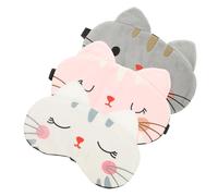 Gogogmee 3Pcs Cartoon Eye Mask for Adults Soft Breathable Light Blocking Sleep Shade in Pink Gray White Comfortable Contoured Fit for Travel Nap and Night Rest