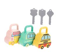 Gogogmee 3Pcs Cartoon Sliding Bus with Keys for Years Unlocking Preschool Fine Motor Skill Development Safe Plastic Educational Playthings
