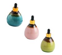 Gogogmee 3pcs Ceramic Essential Oil Storage Bottles Dropper Containers for Aromatherapy Massage Hair Care DIY Blending with Blue Pink Green Bottles