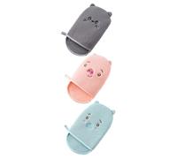 Gogogmee 3Pcs Deep Cleaning Bath Mitts for Shower and Spa Exfoliating Gloves with Soft Material for Gentle Body Scrubbing Foaming Shower Wipes for Arms Legs Back Grey Blue Pink