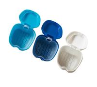 Gogogmee 3pcs Dental Retainer Boxes Small Portable Denture Storage Cases White Light Blue Material Safe for Cleaning and Carrying False Teeth Jewelry Pacifiers