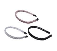Gogogmee 3pcs Glitter Crystal Rhinestone Hairbands Set Silver White Black Silver Pink Shiny Headbands for Women's Wedding Party Hair Accessories