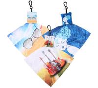Gogogmee 3pcs Keychain Eyeglass Cleaning Cloths for Mobile Phone Screen and Lens, Printed Microfiber Wipers with Witch, Violin, Sunglasses Designs, Portable Screen Cleaner for Electronics