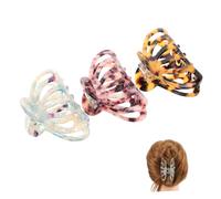 Gogogmee 3pcs Large Hair Claw Clips for Women Non-slip Strong Grip for Thick and Curly Hair Vintage Acetate Hollow Shark Jaw Clips in Leopard Light Blue and Pink