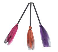 Gogogmee 3PCS Mesh Flying Witch Broomsticks Halloween Decorative Props for Costume Party Plastic Brooms for Adults and Cosplay Festival Home Decorations
