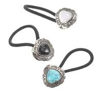 Gogogmee 3pcs Metal Hair Tie with Turquoise Heart Accents Stylish Ponytail for Women and Vintage Western Bohemian Hair Bands