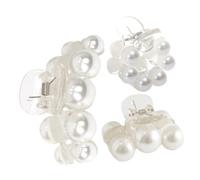 Gogogmee 3pcs Pearl Hair Claw Clips Transparent Hair Styling Tools for Women Ponytail Holders for Bath Makeup Face Washing