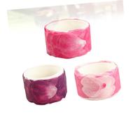 Gogogmee 3pcs Petal Washi Tape Self-adhesive Decorative Sticky Paper for Scrapbooking DIY Crafts Journals with Wine Red Pink Purple Floral Stickers