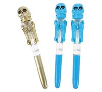 Gogogmee 3pcs Pumpkin Skeleton Pen Funky Pens Writing Skull Halloween Decoration Scary LED Decorations Halloween Pumpkin Party Purple Ballpoint Plastic Random Color