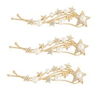 Gogogmee 3pcs Rhinestone Hair Clips for Women Elegant Bobby Pins for Thick and Fine Hair Chic Star and Pearl Design for Special Occasions and Daily Wear