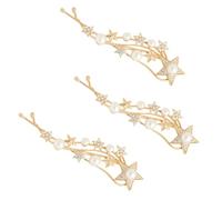 Gogogmee 3pcs Rhinestone Pearl Hair Clips Women Hair Barrettes Gold Color for Bridesmaids Weddings Birthdays Daily Wear
