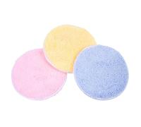 Gogogmee 3Pcs Rounded Cosmetics Puff Lightweight Soft Makeup Remover Pads Gentle Face Cleaning for Daily Use in Yellow Pink Blue