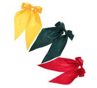 Gogogmee 3pcs Satin Jumbo Hair Bow Clips with Long Tails Large French Barrettes for Women and Vibrant Red Yellow Green Hair Accessories with Secure Grip and Smooth Silky Texture