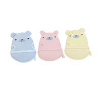 Gogogmee 3Pcs Soap Foaming Mitts Cartoon Animal Bathing Gloves for Skin Friendly Gentle Body Rubbing and Massage Soft Foaming Tools in Yellow Blue Pink