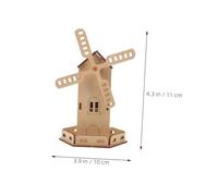 Gogogmee 3pcs Solar Powered Wooden Windmill Model Kit for DIY Stem Science Projects Easy Assembly Educational for School Group Activities and Environmental Learning