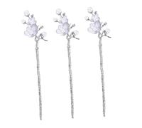 Gogogmee 3pcs Vintage Style Flower Hair Sticks with White False Pearls Zinc Alloy Material Blossom Pattern Hair Accessories for Daily Life Elegant Design Or Scratch Scalp