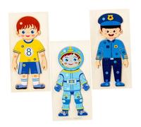 Gogogmee 3pcs Wooden Occupation Cognitive Puzzles for Interactive Enlightenment for Birthday Develop Imagination Hand Eye Coordination Fine Motor Skills