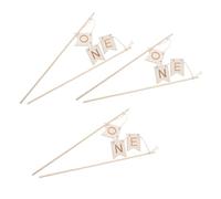Gogogmee 3pcs Wooden One Cake Topper Rustic Birthday Party Decoration Banner Picks for Milestone Photo Props Celebration Supplies