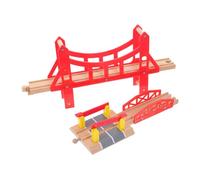 Gogogmee 3Pcs Wooden Train Bridge Accessories for Water-based Paint Thick Wood Expandable Railway Track for Creative Play and Imaginative Building