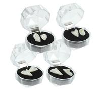 Gogogmee 4 Pairs Custom Resin Vampire Fangs Dentures Halloween Party Prop Safe Non Toxic Unisex Costume Teeth Caps with Clear Storage Box for Cosplay