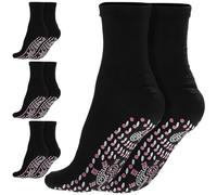 Gogogmee 4 Pairs Self Heating Thermal Socks Black Warm Footwear for Men Women Winter Outdoor Sports Hiking Skiing Breathable Massage Effect Comfortable Fit