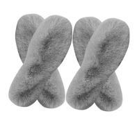 Gogogmee 4 Pairs Thick Fluffy Winter Warm Shoe Insoles for Boots and Slippers, Unisex Grey Fleece Lined Inner Soles Size 44-45, Soft Thermal Inserts for Cold Weather Footwear