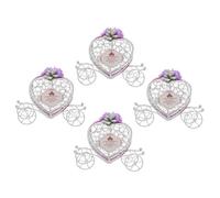 Gogogmee 4 Pcs Purple Pumpkin Carriage Candy Boxes European Style Iron Wire Candy Holder Hollow Out Trinket Boxes Romantic Wedding Favor for Anniversary Birthday Halloween Party Tabletop