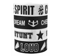 Gogogmee 4 Rolls Black and White Cheerleading Ribbons 5 Yards Each, Wired Craft Ribbon for Sport Team Decoration, Homecoming, Flower Bouquets, and Dance Accessories