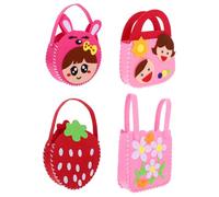 Gogogmee 4 Sets DIY Handbag Material Kit Non-Woven Cartoon Craft Supplies for Handmade Bags Easy Step Sewing for Beginners Creative Gift for S Practical Skills Development