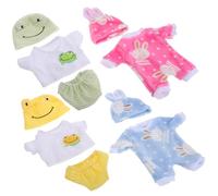 Gogogmee 4 Sets Doll Clothes Soft Realistic Bodysuit Pajamas for American Dolls Cute Bunny Frog Animal Rompers for Easy Wear Apparel for Dress Up and Imaginative Play