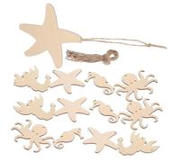 Gogogmee 4 Sets Ocean Animal Wood Slices DIY Craft Shapes for Painting and Decorating Smooth Edges Safe for Teens Holiday with Octopus Lobster Seahorse Designs