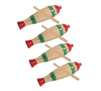 Gogogmee 4 Sets Wood Guiro Percussion Instruments for Musical Instruments with Rhythm Stick Small Portable for Early Music Education and Sensory Development
