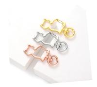 Gogogmee 40pcs Cat Shape Alloy Snap Clasps Keychain Clips DIY Jewelry Accessories Lightweight Corrosion-Resistant Buckles for Crafting and Everyday Use in Gold Silver Rose Gold