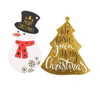 Gogogmee 40Pcs Christmas Greeting Cards with Bronzing Effect Cardboard Festival Blessing Cards for Xmas Tree Decoration Reusable Hanging with Snowman and Tree Designs