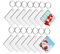 Gogogmee 40pcs Square Acrylic Keychain Blanks Set Rings for Diy Sublimation Printing, Blank Key Tags for Car Keys and Backpack Accessories, Crafting Ornament Supplies for