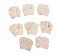 Gogogmee 40pcs Wooden Elf Door Decor Miniature Accessories Mini Fairy Door for Crafts Fairy Mushroom Miniature Garden Cutouts Wood Slices Beige