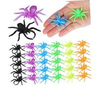 Gogogmee 48 Pcs Halloween Stretchy Mini Fake Spiders with Realistic Design Interactive Prank Decorations for Party Favors Goody Bag Fillers in Colors Portable Halloween Decor for Indoor