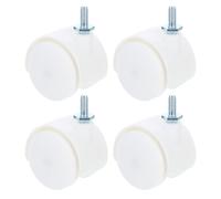 Gogogmee 4pcs 1.5-inch White Universal Swivel Mini Furniture Casters Wheels 6x13 Threaded Stem without Brake for Office Chairs and Moving Furniture on Carpet