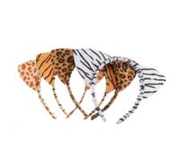 Gogogmee 4pcs Animal Ears Headbands Set with Tiger, Leopard, Zebra, and Giraffe Patterns, Plush Cosplay Hair Hoops for Boys and Girls Party and Halloween Accessories