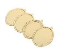 Gogogmee 4pcs Baroque Oval Bezel Pendant Trays Metal Jewelry Parts with Secure Pearl Holder Frame for DIY Necklace Chain Connectors Elegant Gold Tone Accessories