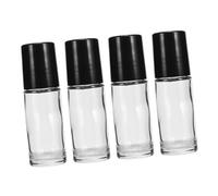 Gogogmee 4pcs Bottles Portable Refillable Essential Oil Containers Leakproof Small Sample Bottles for Home Travel Use Black Transparent