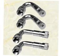 Gogogmee 4Pcs Brass Air Tyre Valve Extension Adapter Angled Stems for Car Truck Motorcycle Silver Metal Valve Connector Easy Installation