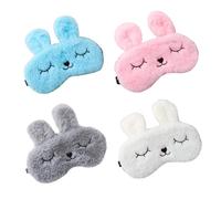 Gogogmee 4pcs Cartoon Blindfolds Blackout Effect Plush Eye Masks for Dark Circles Eye Patches Relief