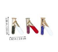 Gogogmee 4Pcs Chemistry Experiment Beaker Brooch Pins with Three-color Rhinestones Creative Lapel Badge Clips for Clothes Bags Hats Unique Science Jewelry Random Color