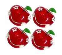 Gogogmee 4pcs Clear Apple Shaped Jewelry Organizer Boxes Lightweight Plastic Display Case for Rings Earrings Necklaces Compact Storage Gift
