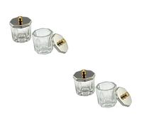 Gogogmee 4pcs Clear Octagon Nail Crystal Cups with Lids for Manicures Glass Mixing Cups for Liquid and Powder for Nail Salon and Home Use
